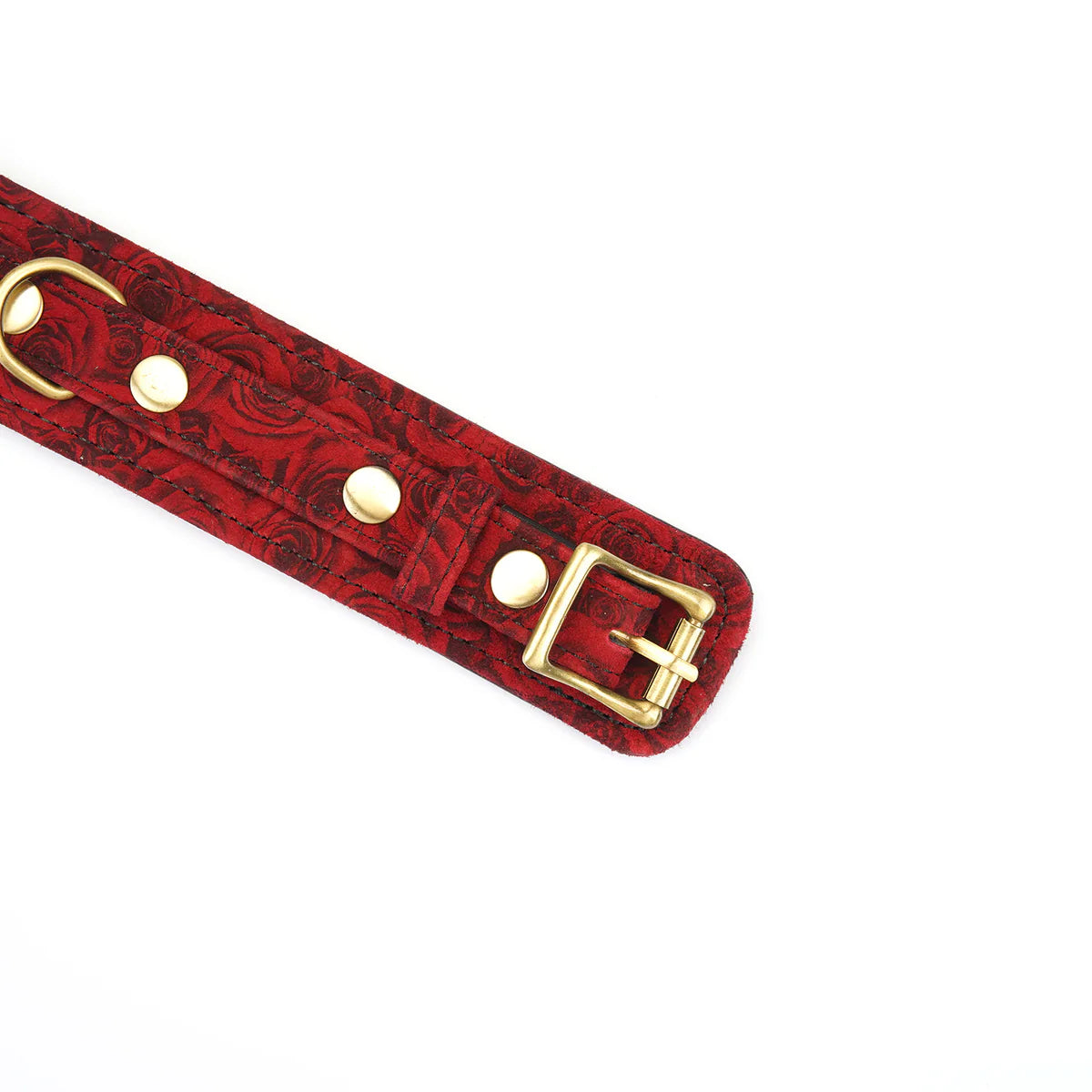 Kinbaku Ukiyoe Red Rosy Suede Leather Collar and Leash Kink by Liebe Seele- The Nookie