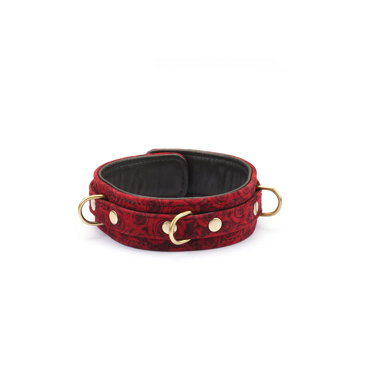 Kinbaku Ukiyoe Red Rosy Suede Leather Collar and Leash Kink by Liebe Seele- The Nookie