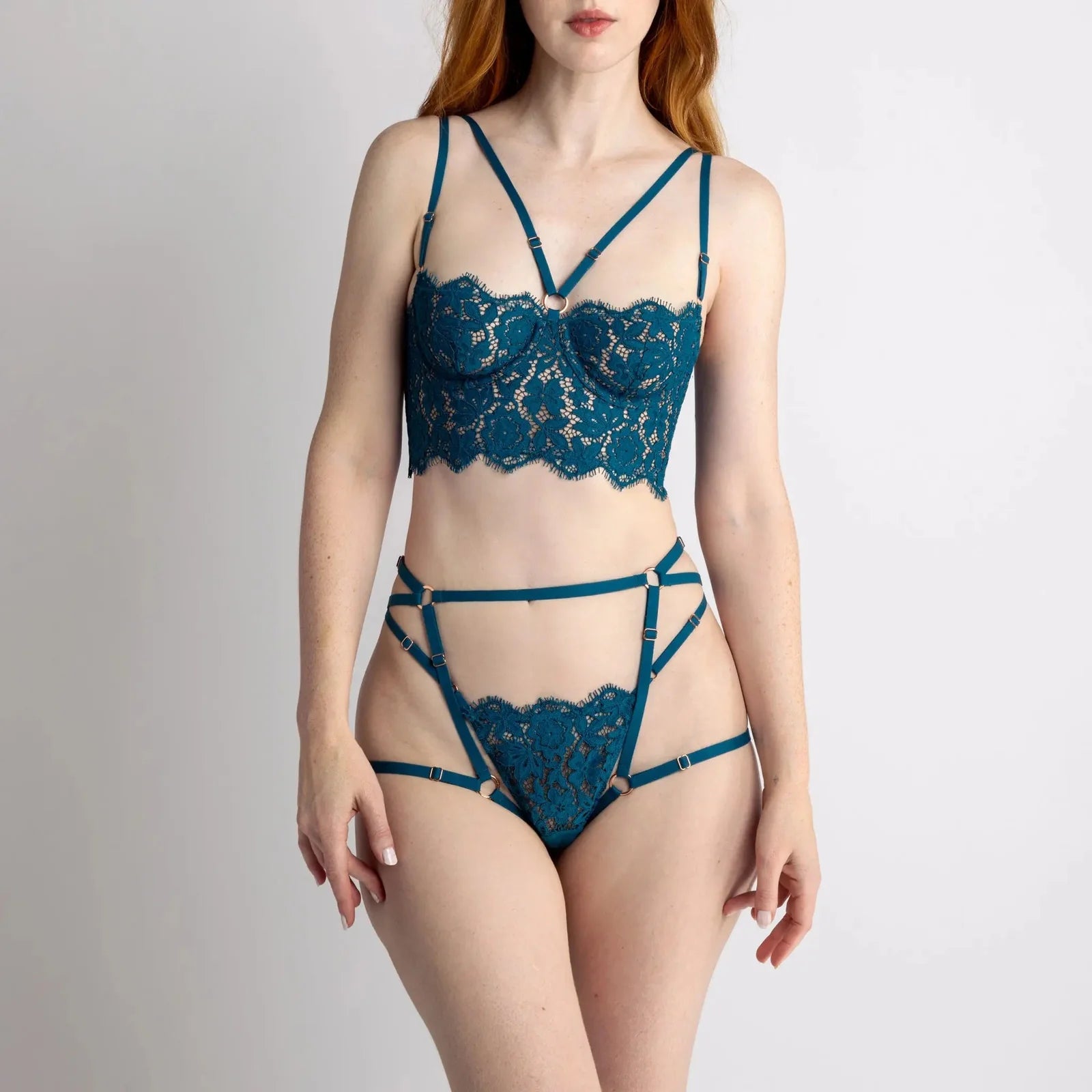 Frisson Harness in Tourmaline Lingerie by Monique Morin Lingerie- The Nookie