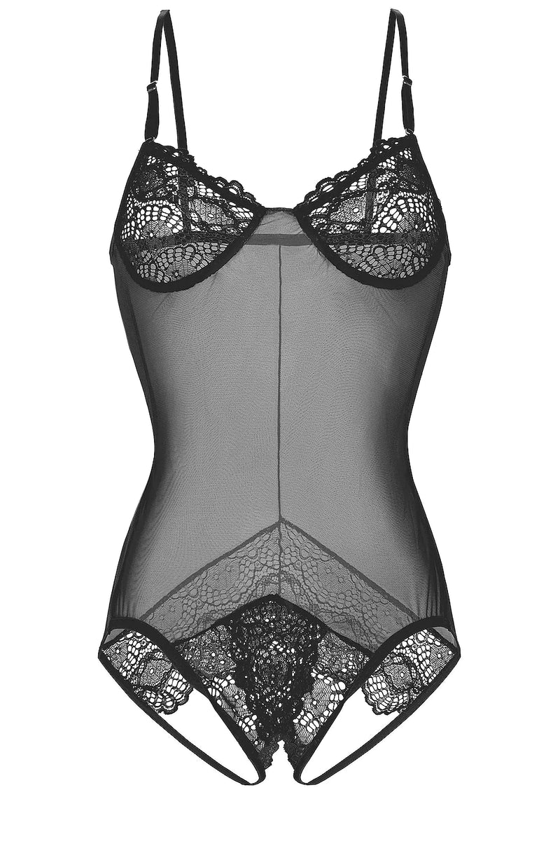  Whisper Sweet Nothings Coucou Bodysuit in Black Lingerie by Only Hearts- The Nookie