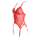 Red Mesh Garter Top Lingerie by Flash You & Me- The Nookie