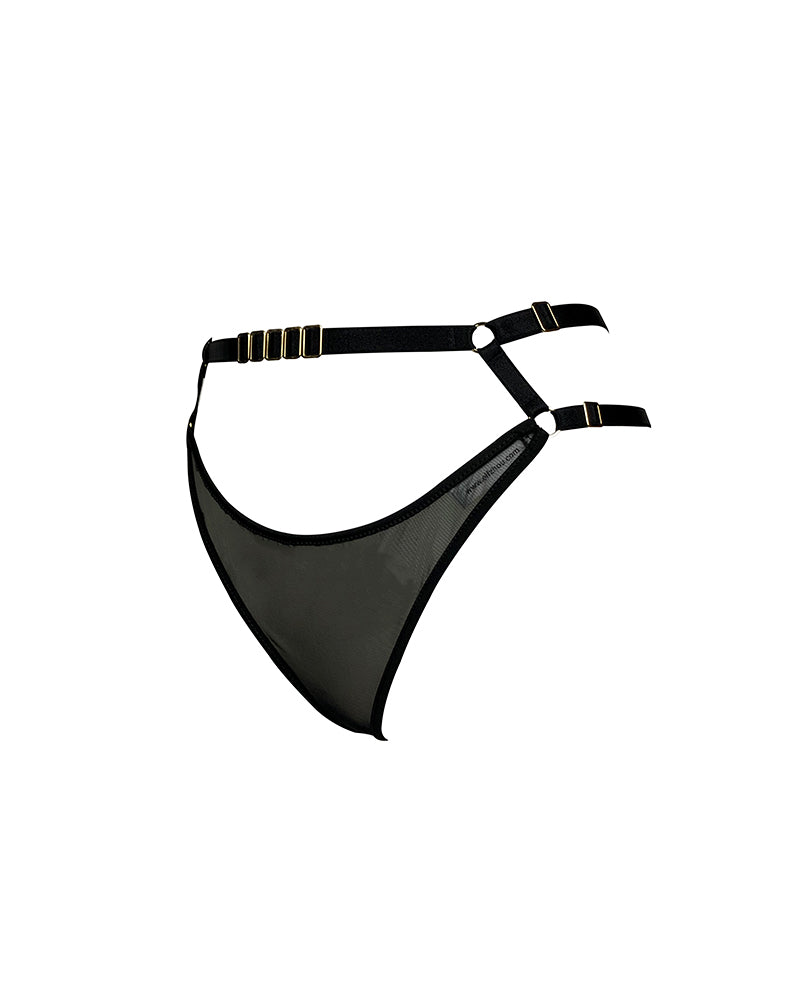 Obsidian Strap Thong Black Lingerie by Elf Zhou- The Nookie