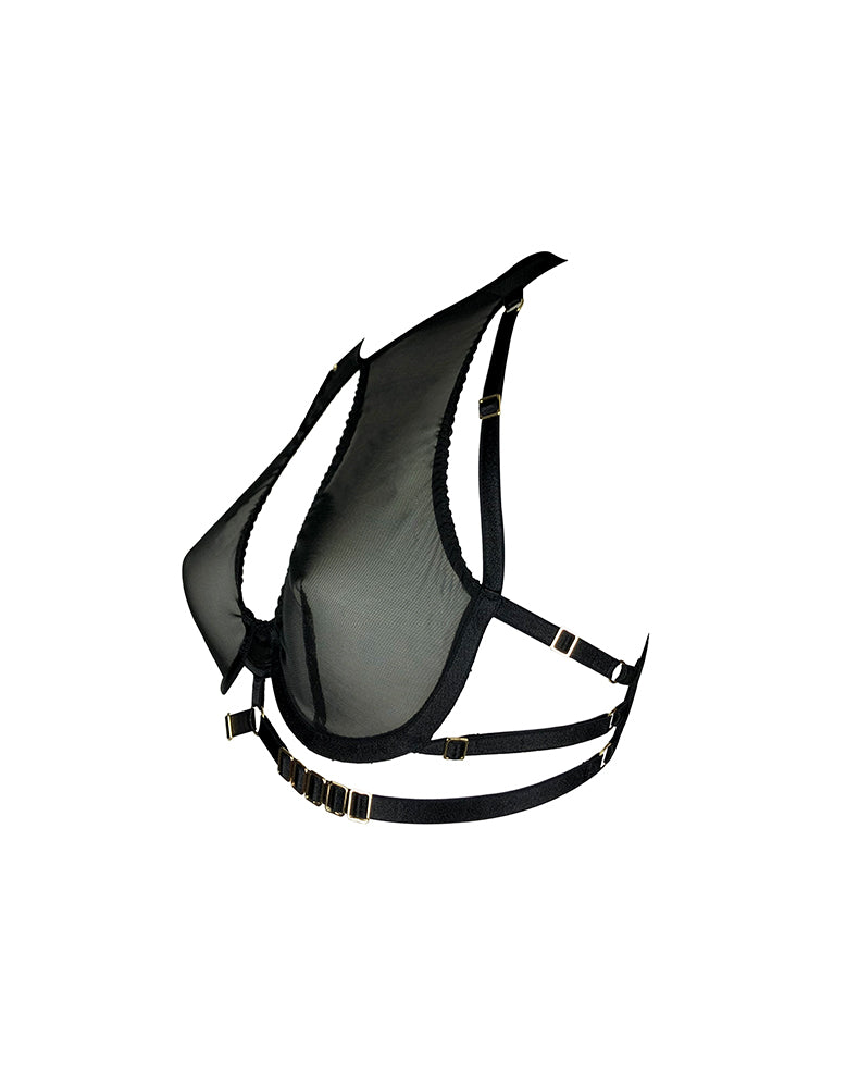 Obsidian High Necked Bra Black Lingerie by Elf Zhou- The Nookie