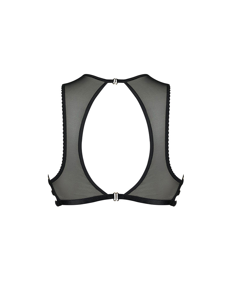 Obsidian High Necked Bra Black Lingerie by Elf Zhou- The Nookie