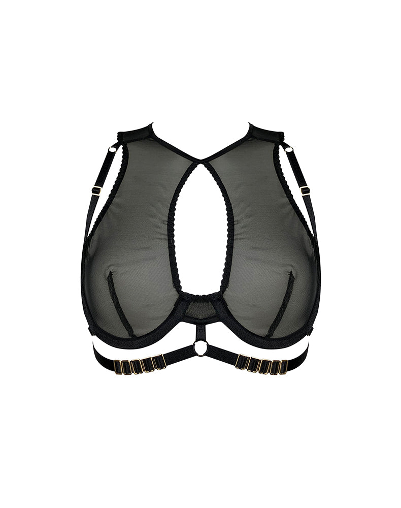 Obsidian High Necked Bra Black Lingerie by Elf Zhou- The Nookie