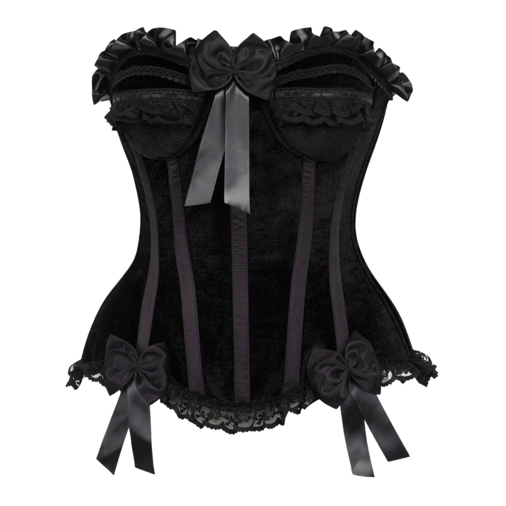 Black Velvet Steel Boned Burlesque Corset Lingerie by Daisy Corsets- The Nookie