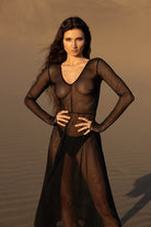 Sheer Black Mesh Midi Dress Lingerie by Flash You & Me- The Nookie