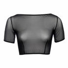 Black Mesh Boat Neck Crop Top Lingerie by Flash You & Me- The Nookie