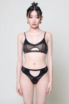 West Black Half Moon Cut-Out G-String Lingerie by RAVEN + ROSE- The Nookie