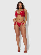 Phoenix Faux Leather & Fringe Push Up Bra & Thong Set Lingerie by House of Desire- The Nookie