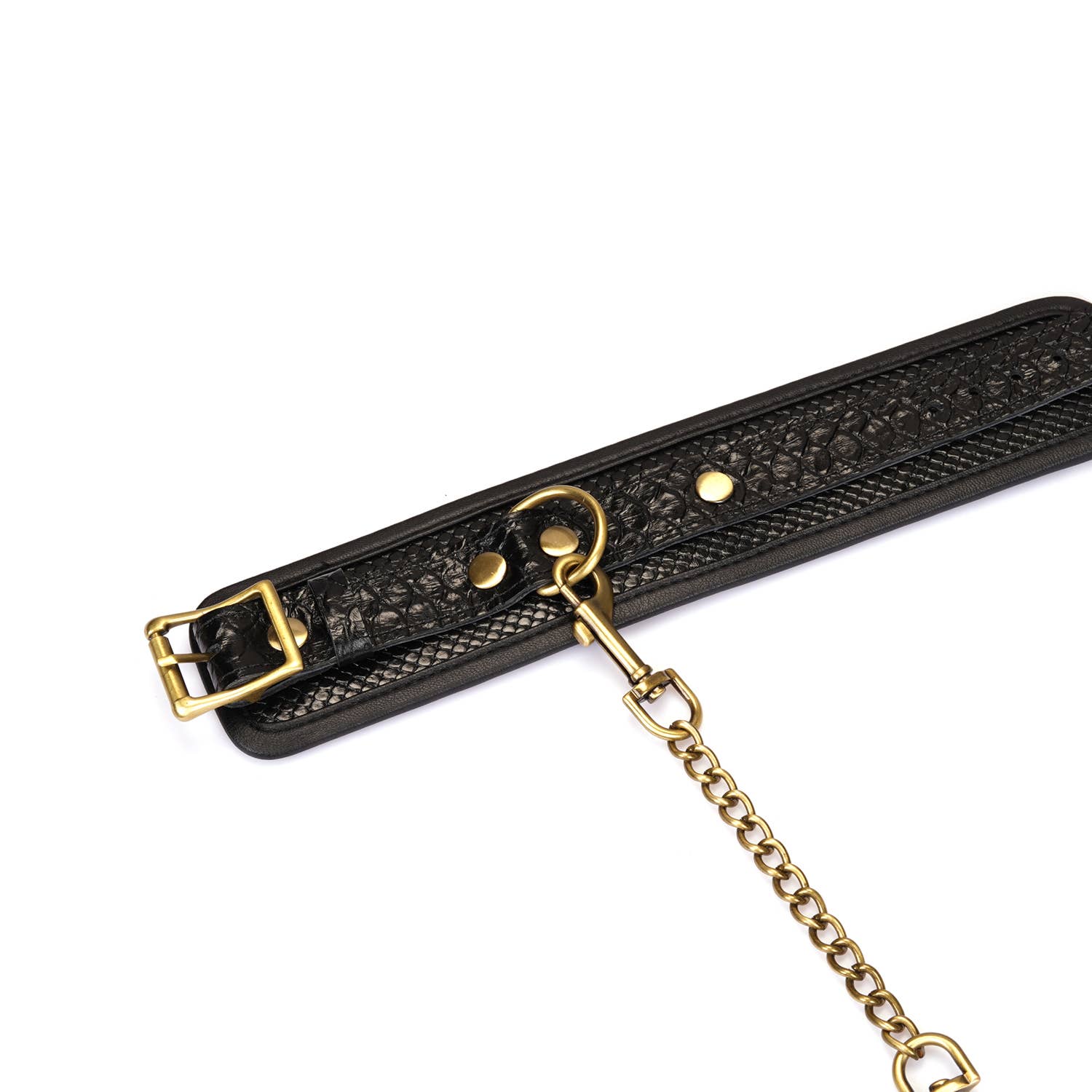 Crocodile Noir Black Leather Wrist Cuffs Kink by Liebe Seele- The Nookie