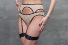 Black Four Strap Leg Garters with Black Sliders Lingerie by Flash You & Me- The Nookie