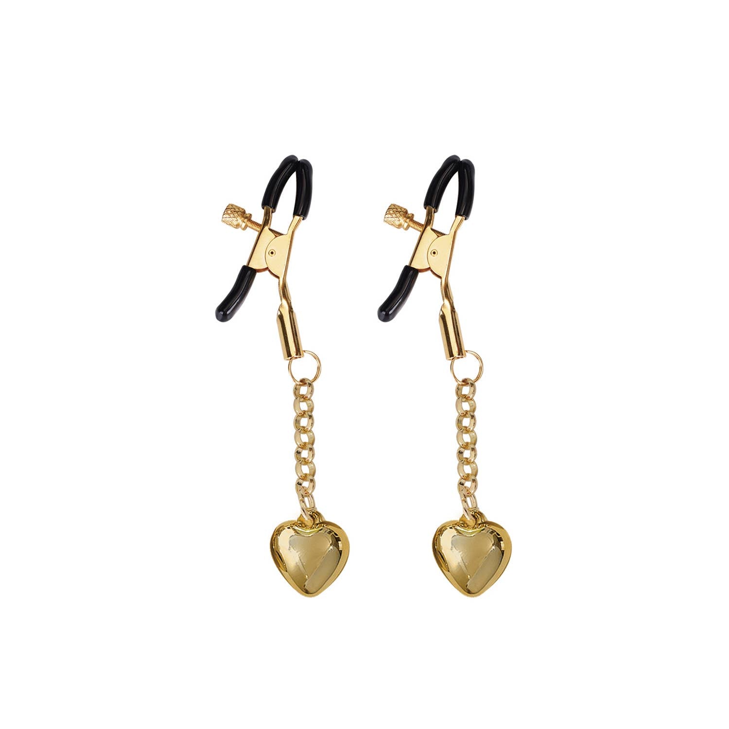 Gold Nipple Clamps: Heart Shape Solid Kink by Liebe Seele- The Nookie