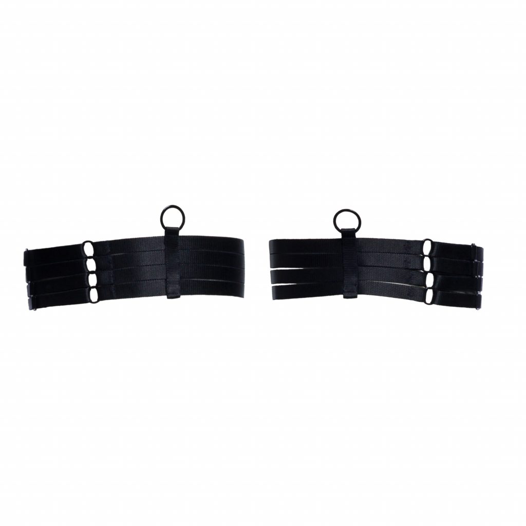 Black Four Strap Leg Garters with Black Sliders Lingerie by Flash You & Me- The Nookie