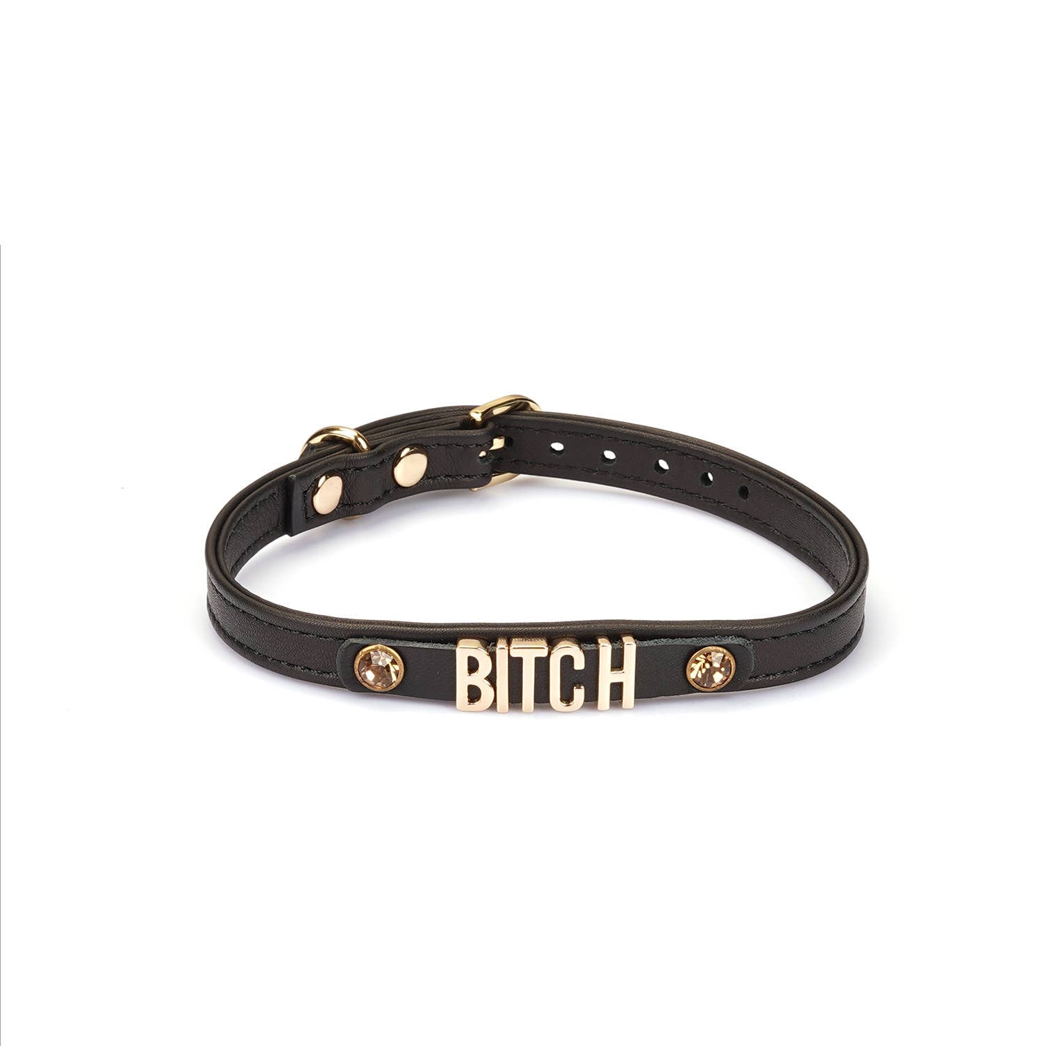 Black Italian Leather BITCH Choker Kink by Liebe Seele- The Nookie