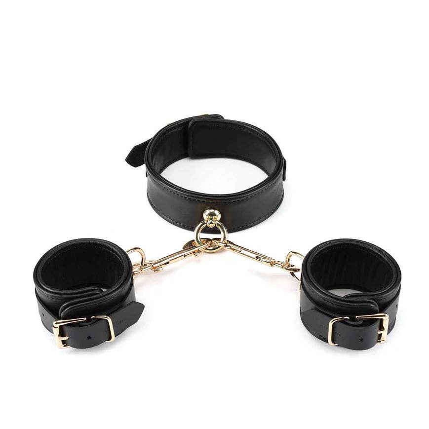 Premium Black Leather Bondage Set Kink by Liebe Seele- The Nookie