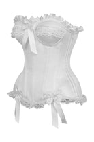 Top Drawer White Satin Steel Boned Burlesque Corset Lingerie by Daisy Corsets- The Nookie