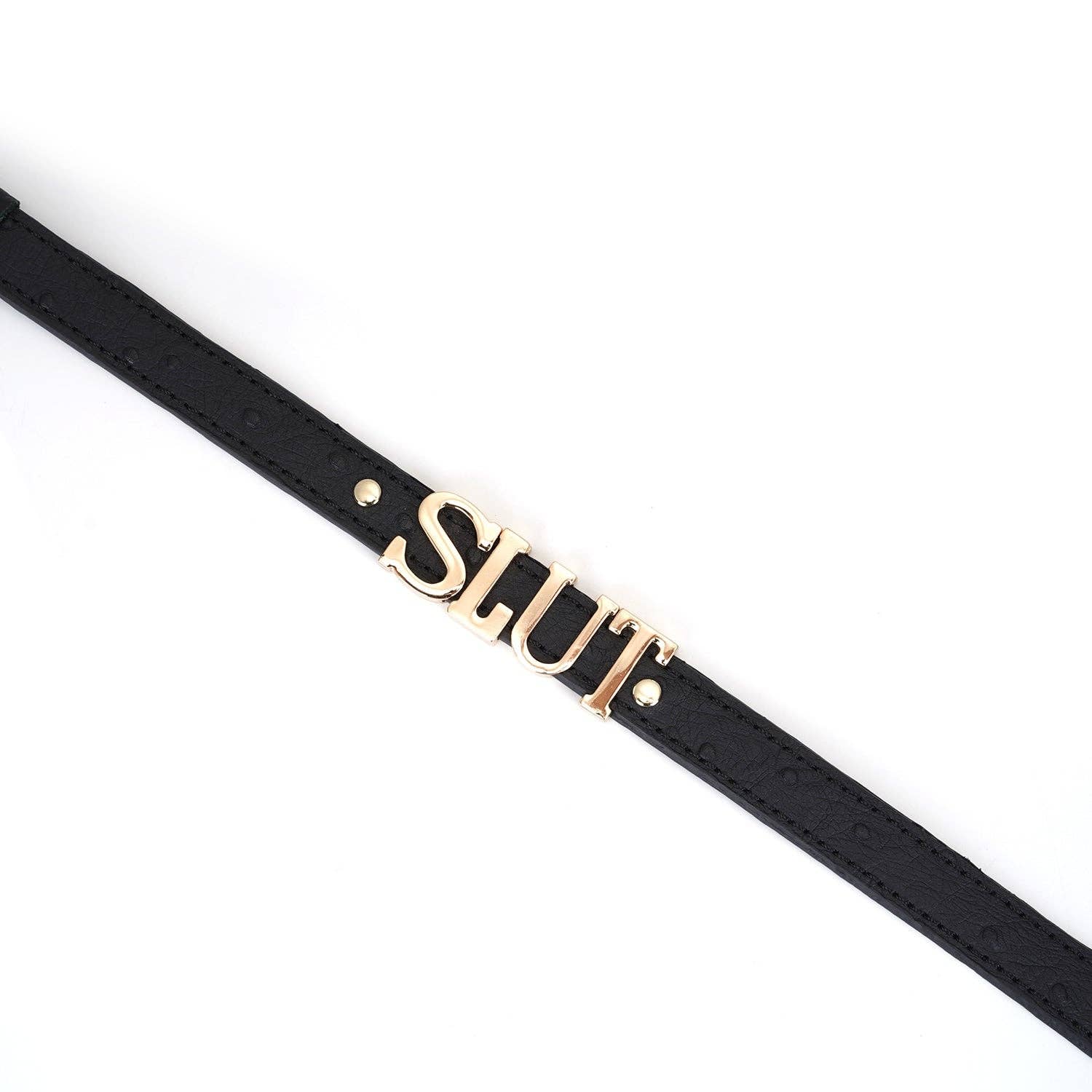 Demon's Kiss Black Leather Choker with Big Letters SLUT Kink by Liebe Seele- The Nookie