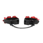 Black and Red Leather Flowers Ankle Cuffs Kink by Liebe Seele- The Nookie