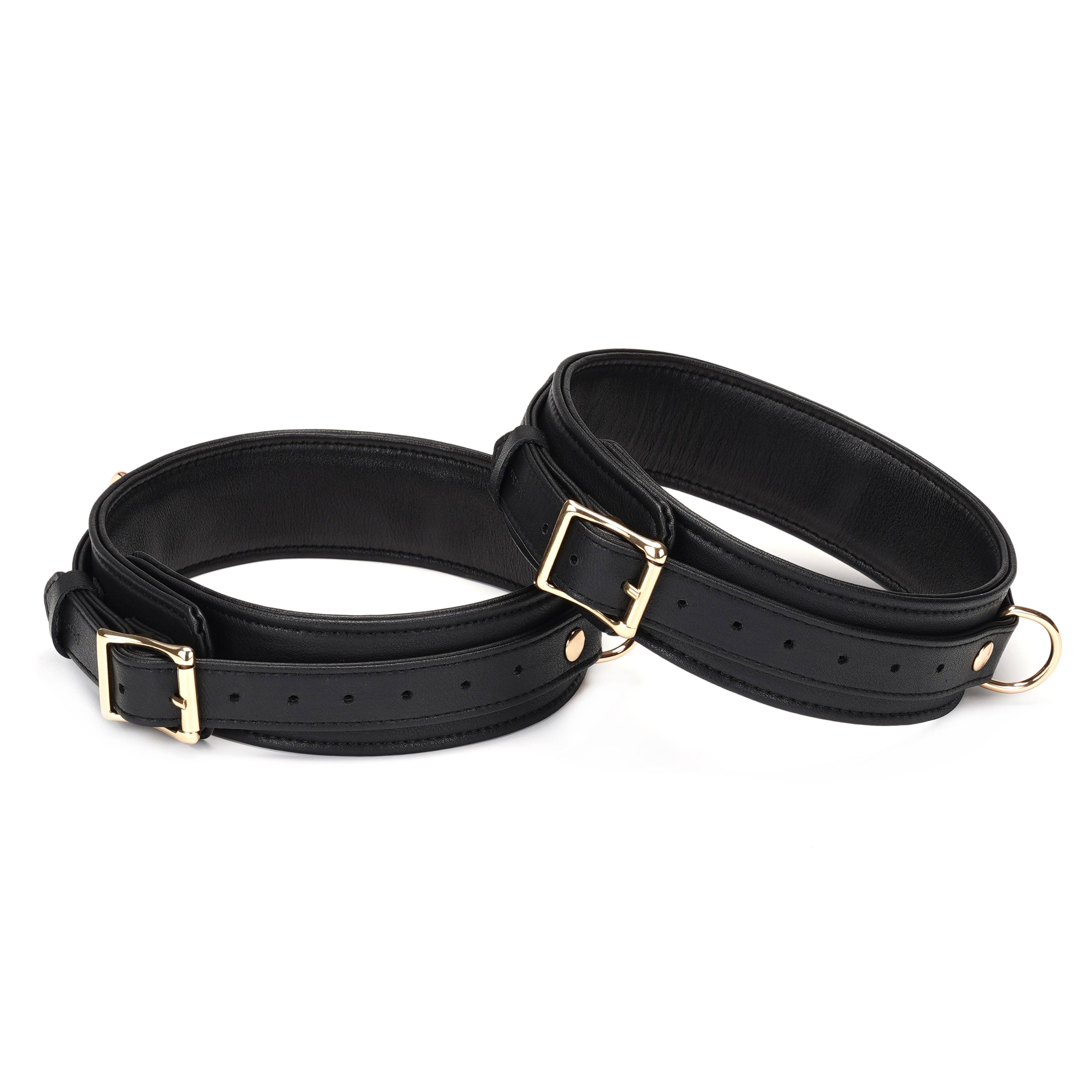 Dark Secret Leather Thighcuffs with Gold Hardware Kink by Liebe Seele- The Nookie