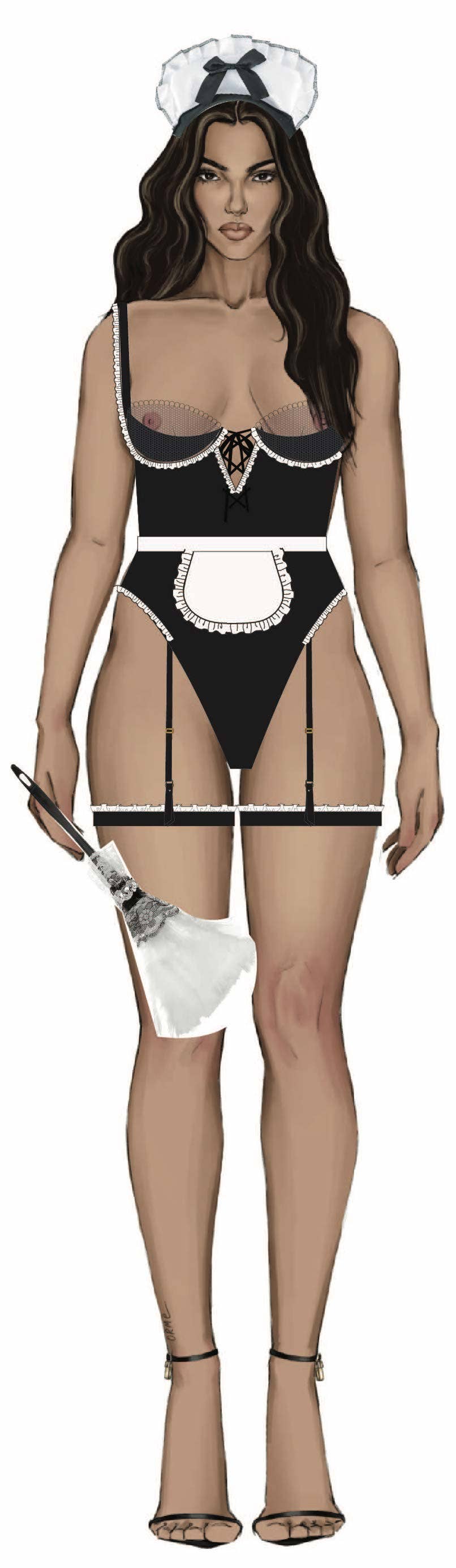 Maid Teddy Four-Piece Set Lingerie by House of Desire- The Nookie
