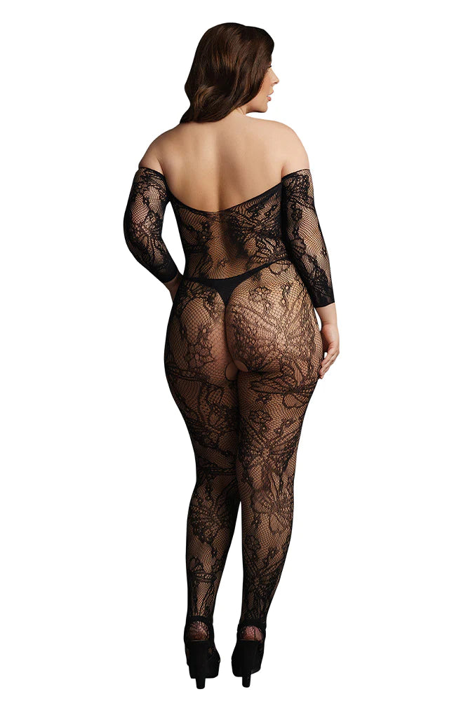 Le Désir Black Lace Sleeved Bodystocking Lingerie by Shots- The Nookie
