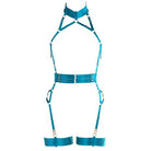 Alivia Bondage Playsuit in Deep Water with Golden Sliders Lingerie by Flash You & Me- The Nookie
