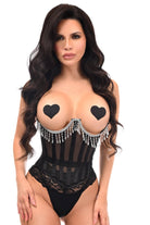 Steel Boned Sheer Underwire Waist Cincher with Fringe Lingerie by Daisy Corsets- The Nookie