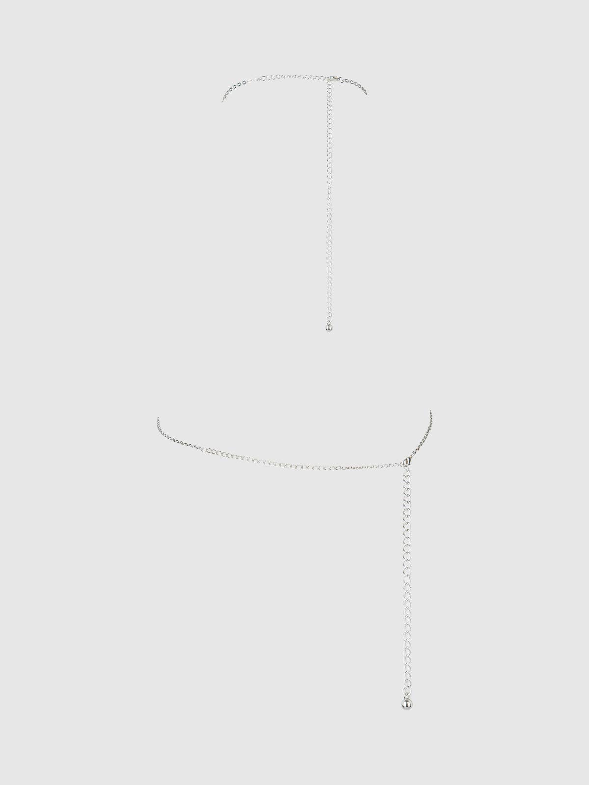 Silver Rhinestone Chest Bracket Lingerie by House of Desire- The Nookie