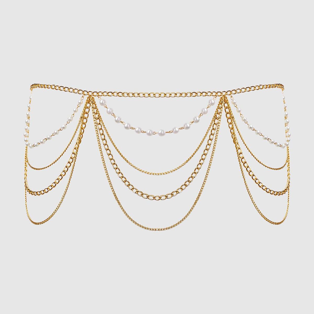 Pearl & Chain Draped Garter Lingerie by House of Desire- The Nookie