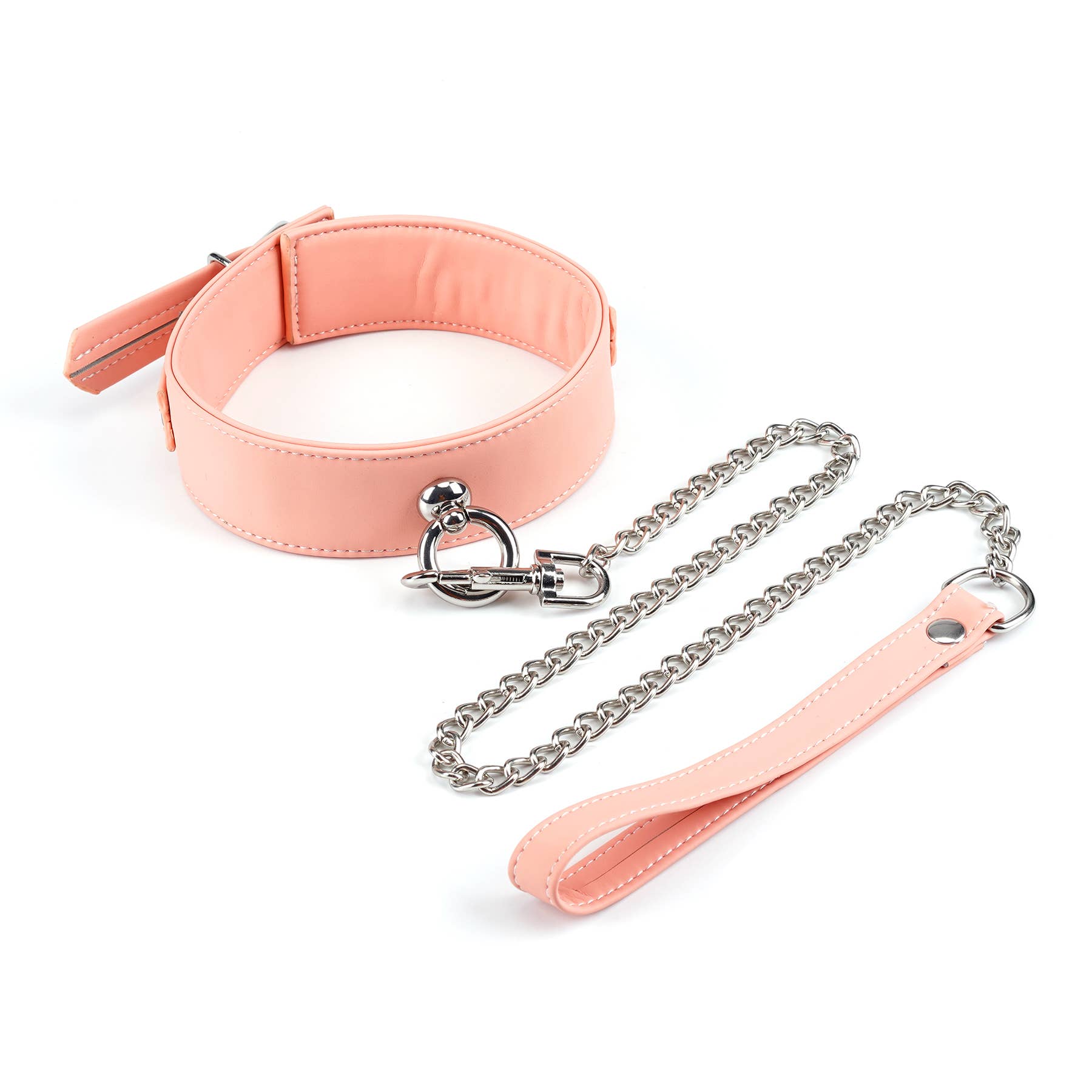Dark Candy Pink Vegan Leather Collar with Leash Kink by Liebe Seele- The Nookie