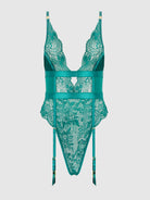 S Helena Lace & Satin Wireless Open Back Teddy Lingerie by House of Desire- The Nookie