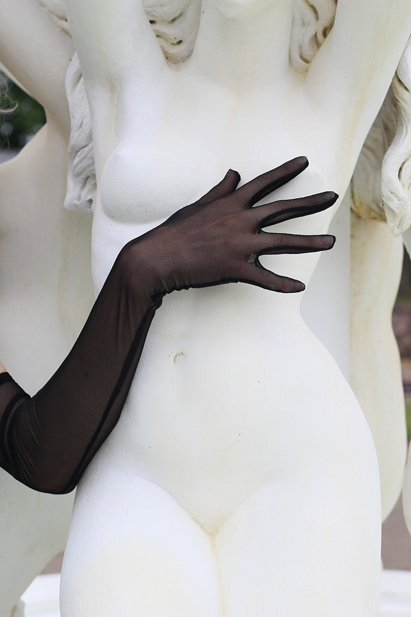 Long Sheer Black Mesh Gloves Lingerie by Flash You & Me- The Nookie