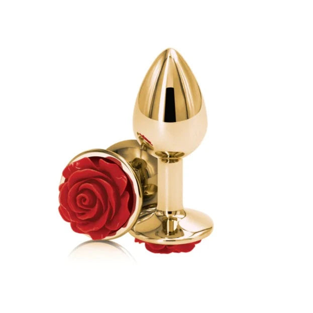 Small Gold Plug with Red Rose Dildo by NS Novelties- The Nookie