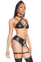 Halter Top & Crotchless Garter Panty Set Lingerie by Coquette- The Nookie