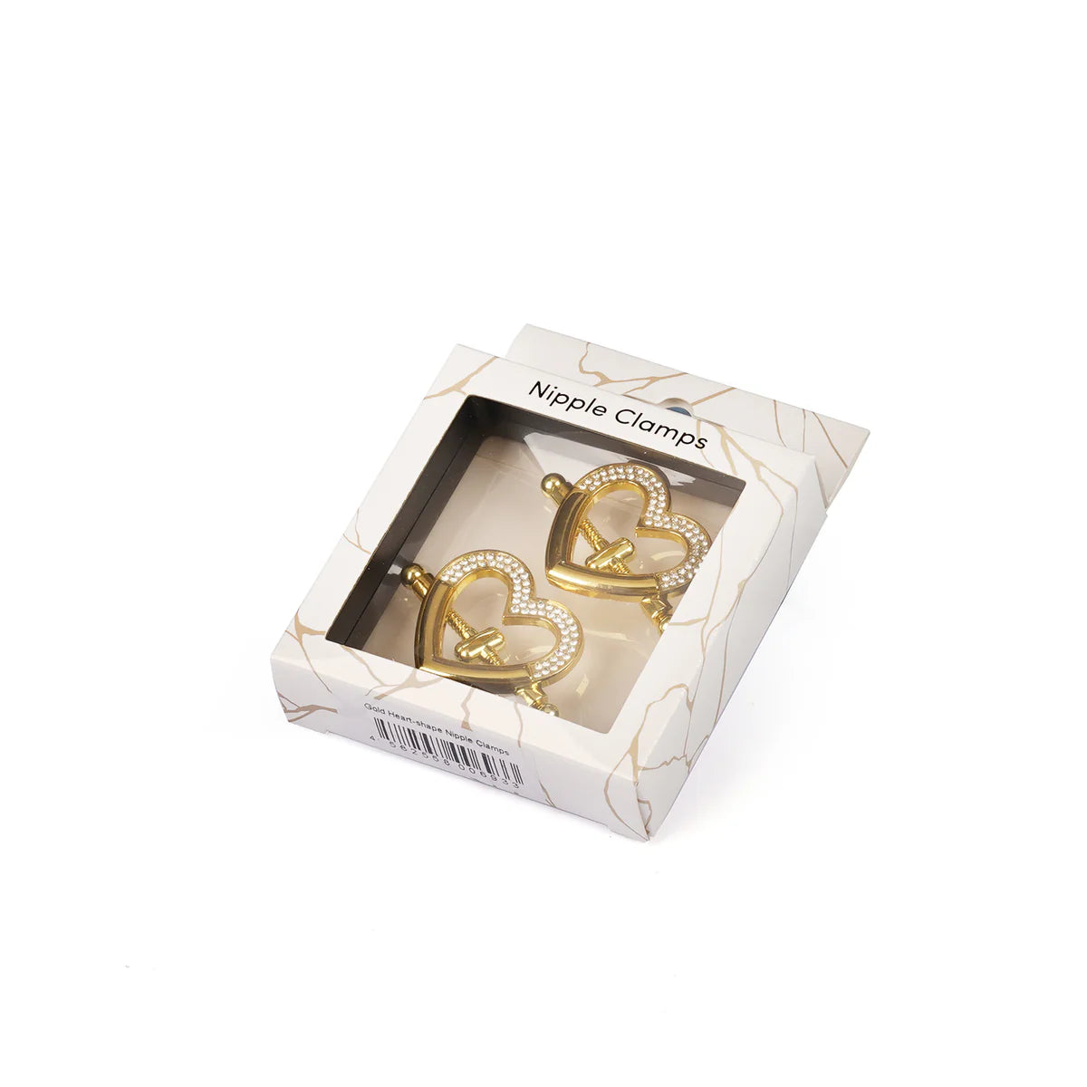 Heart Shaped Gold Nipple Clamps with Rhinestones Kink by Liebe Seele- The Nookie