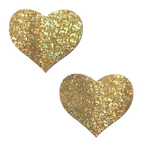  Love: Gold Glittering Hearts Nipple Pasties Lingerie by Pastease®- The Nookie
