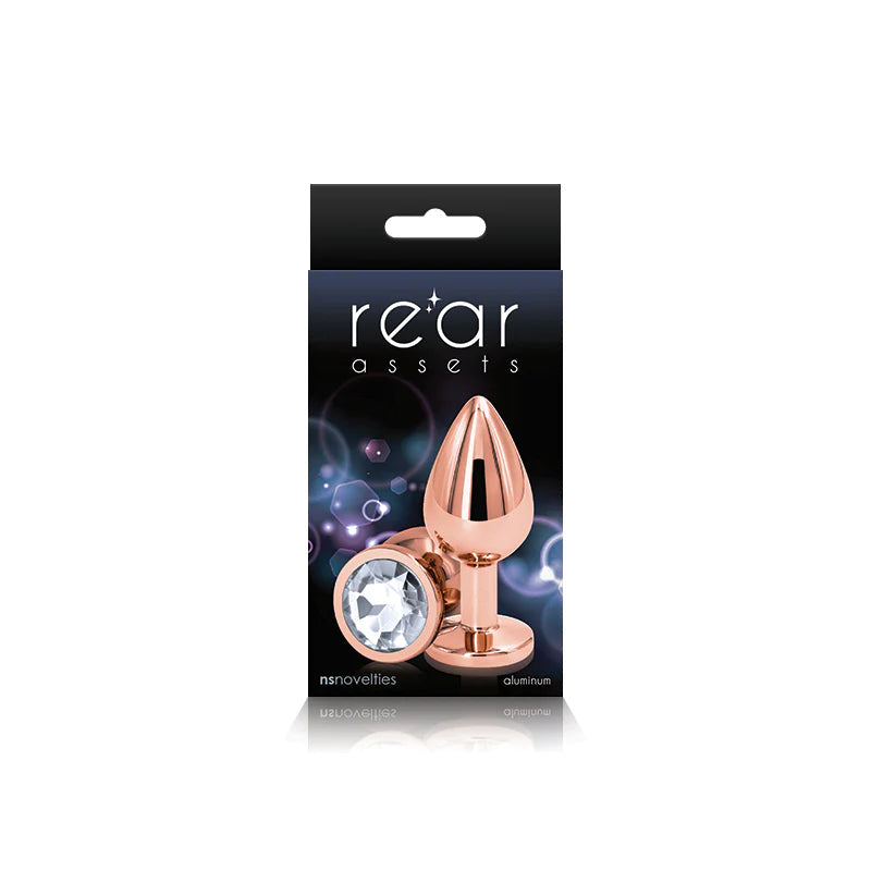 Small Rose Gold Plug with Clear Gem Dildo by NS Novelties- The Nookie