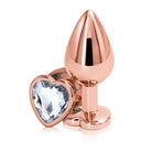 Medium Rose Gold Plug with Clear Heart Gem Dildo by NS Novelties- The Nookie