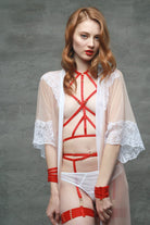 Red Ruby Harness with Gold Sliders Lingerie by Flash You & Me- The Nookie
