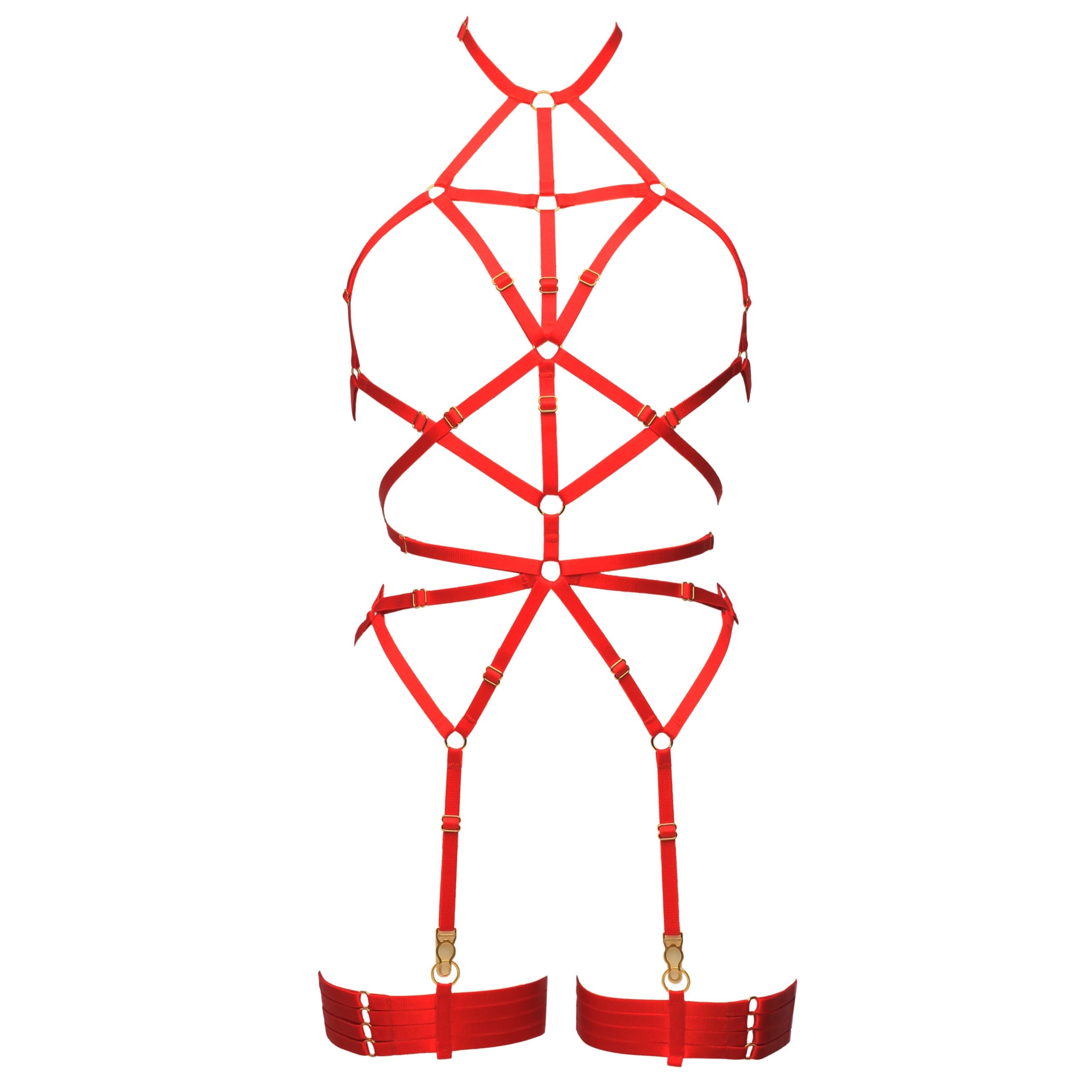 Magdalena Bondage Playsuit in Red Lingerie by Flash You & Me- The Nookie