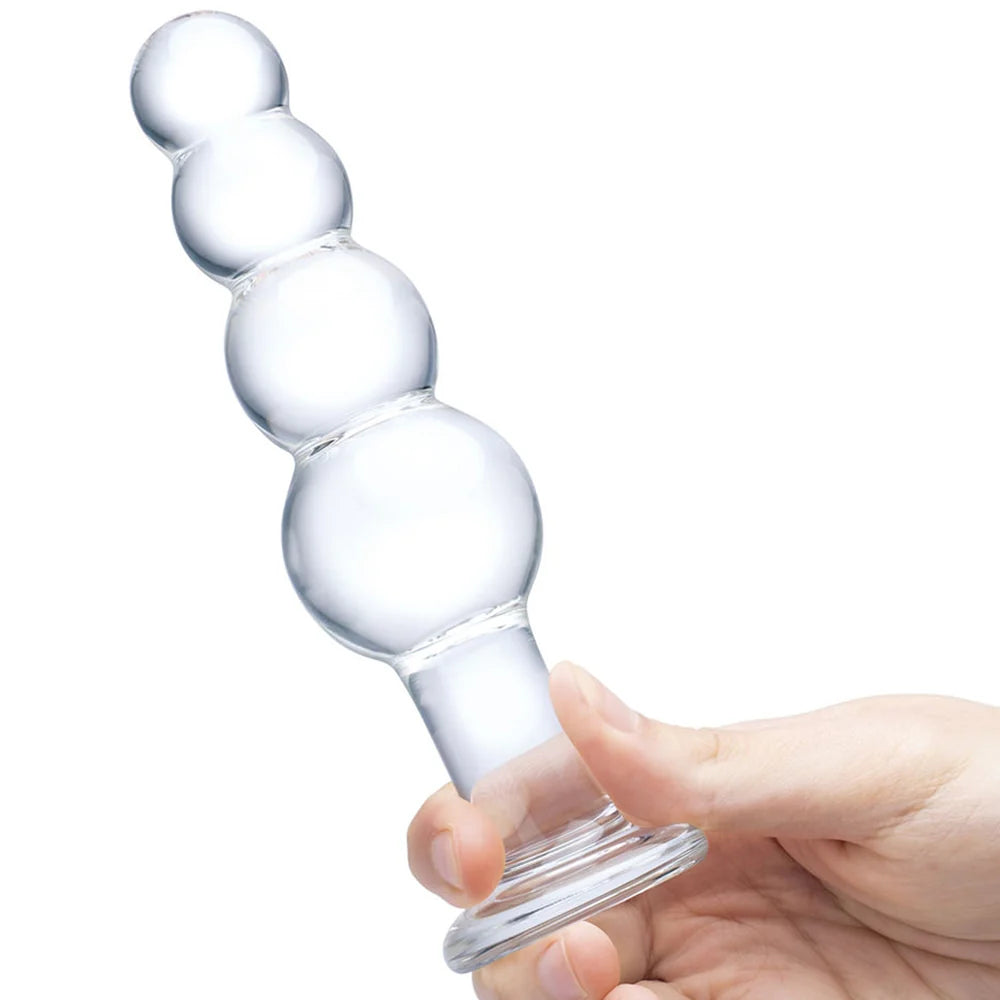7.25 Inch Beaded Butt Plug Dildo by Glas- The Nookie
