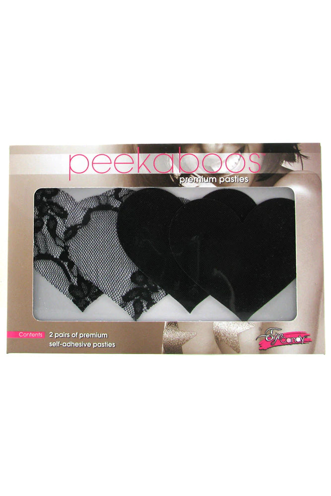 Peekaboos Satin and Lace Heart Pasties Lingerie by X-Gen- The Nookie