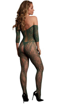 Le Désir Green Long-Sleeved Lace Bodystocking Lingerie by Shots- The Nookie