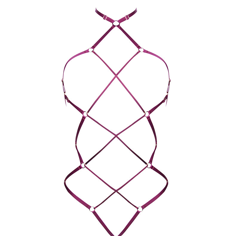 Bordeaux Shibari Playsuit Lingerie by Elf Zhou- The Nookie