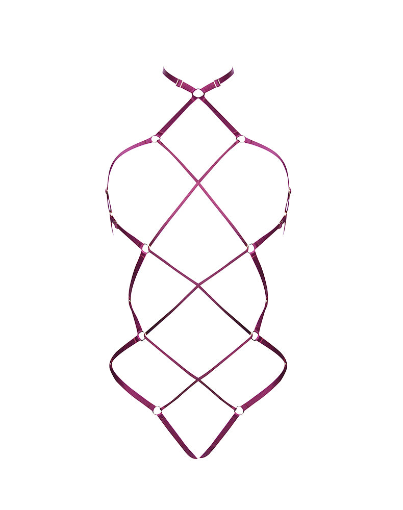 Bordeaux Shibari Playsuit Lingerie by Elf Zhou- The Nookie