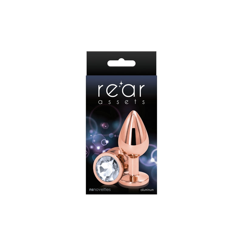 Medium Rose Gold Plug with Clear Gem Dildo by NS Novelties- The Nookie