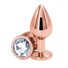 Medium Rose Gold Plug with Clear Gem Dildo by NS Novelties- The Nookie