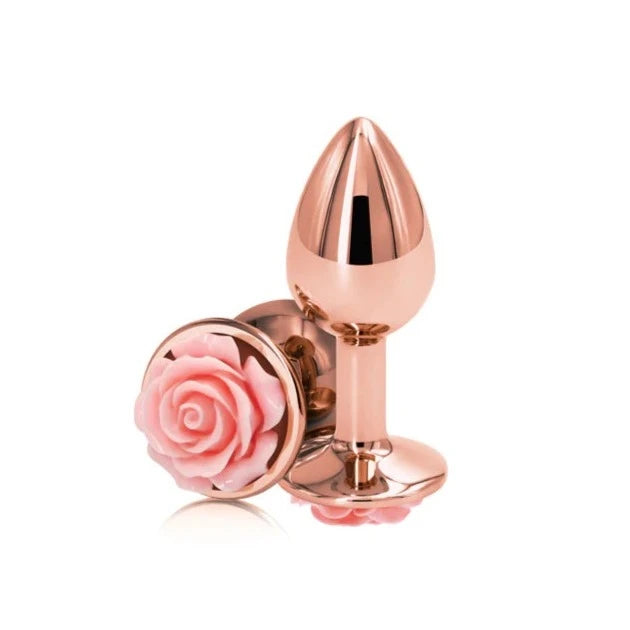 Small Rose Gold Plug with Pink Rose Dildo by NS Novelties- The Nookie