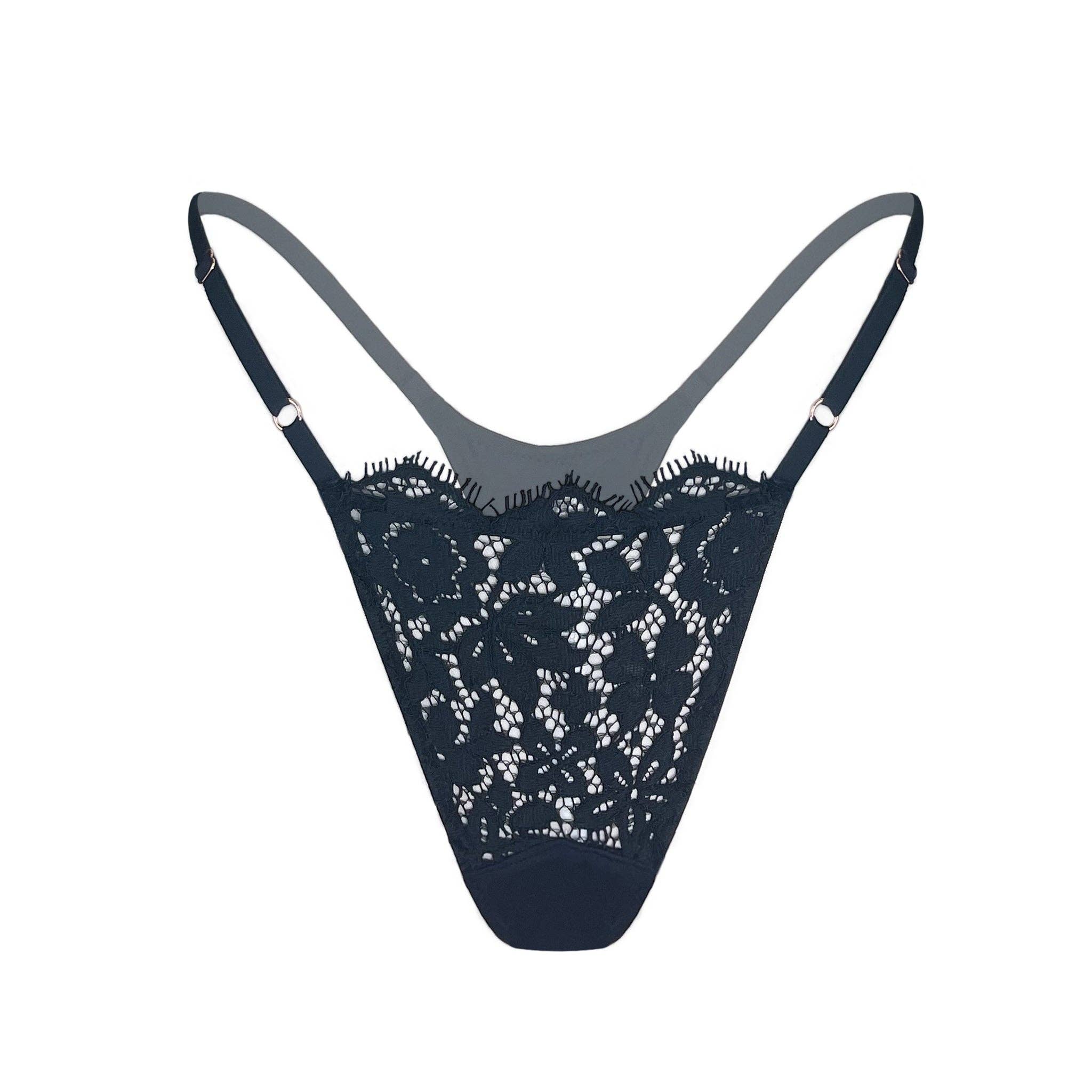 Frisson Micro-G Thong Black Lingerie by Monique Morin Lingerie- The Nookie